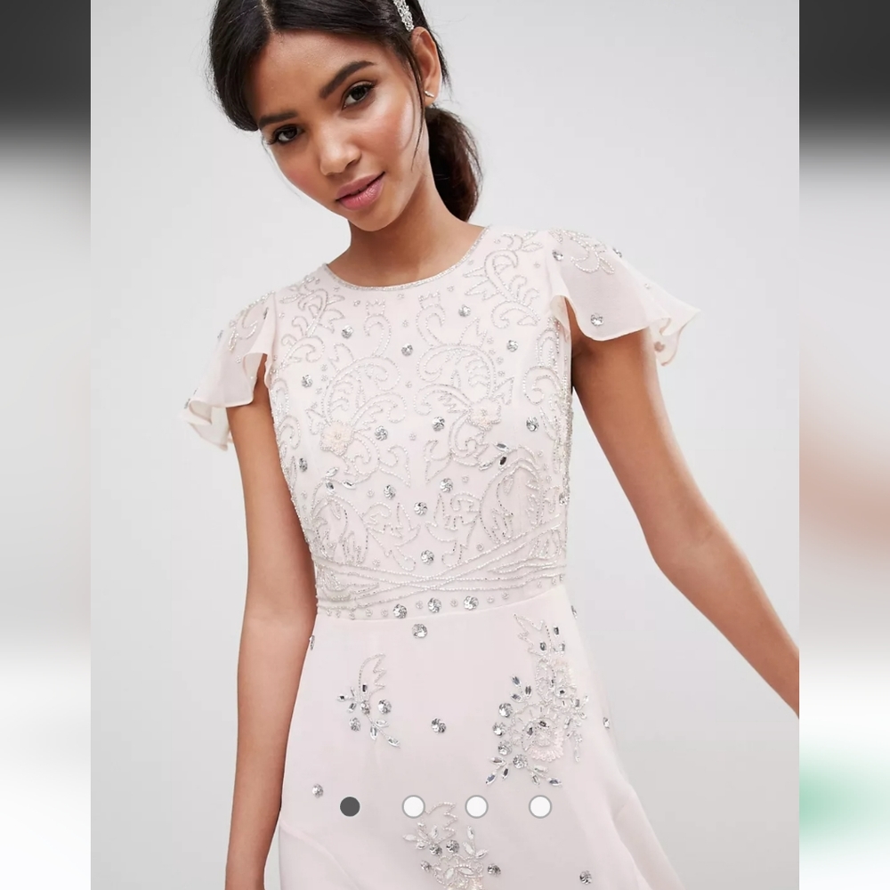 ASOS DESIGN Petite embellished flutter sleeve maxi dress